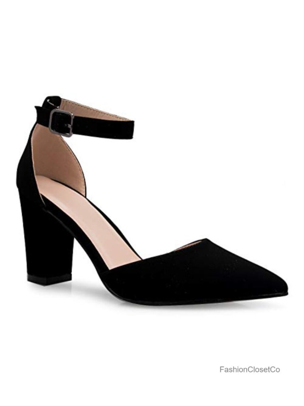Women's D'Orsay Ankle Strap Block Heel Pumps - Classic Pointed Toe
